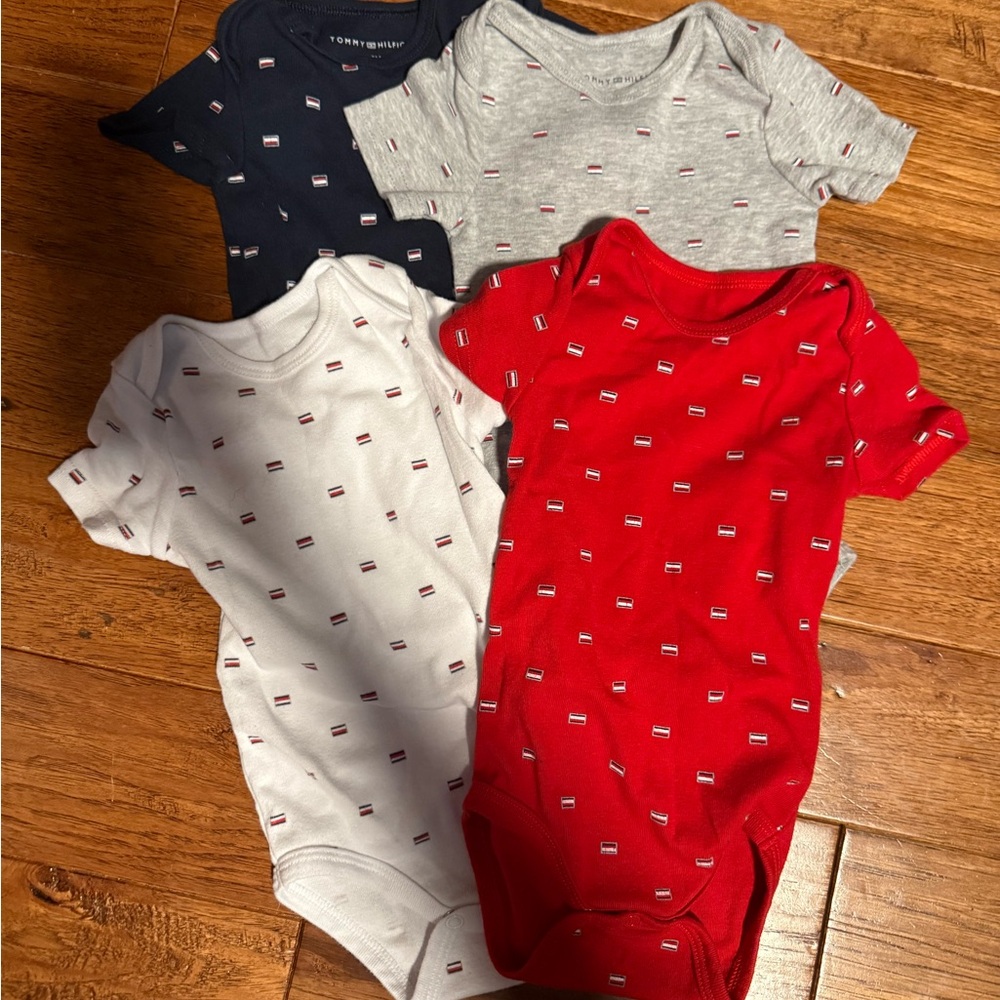 Tommy Hilfiger Baby Bodysuit Set - Navy, Gray, White, and Red